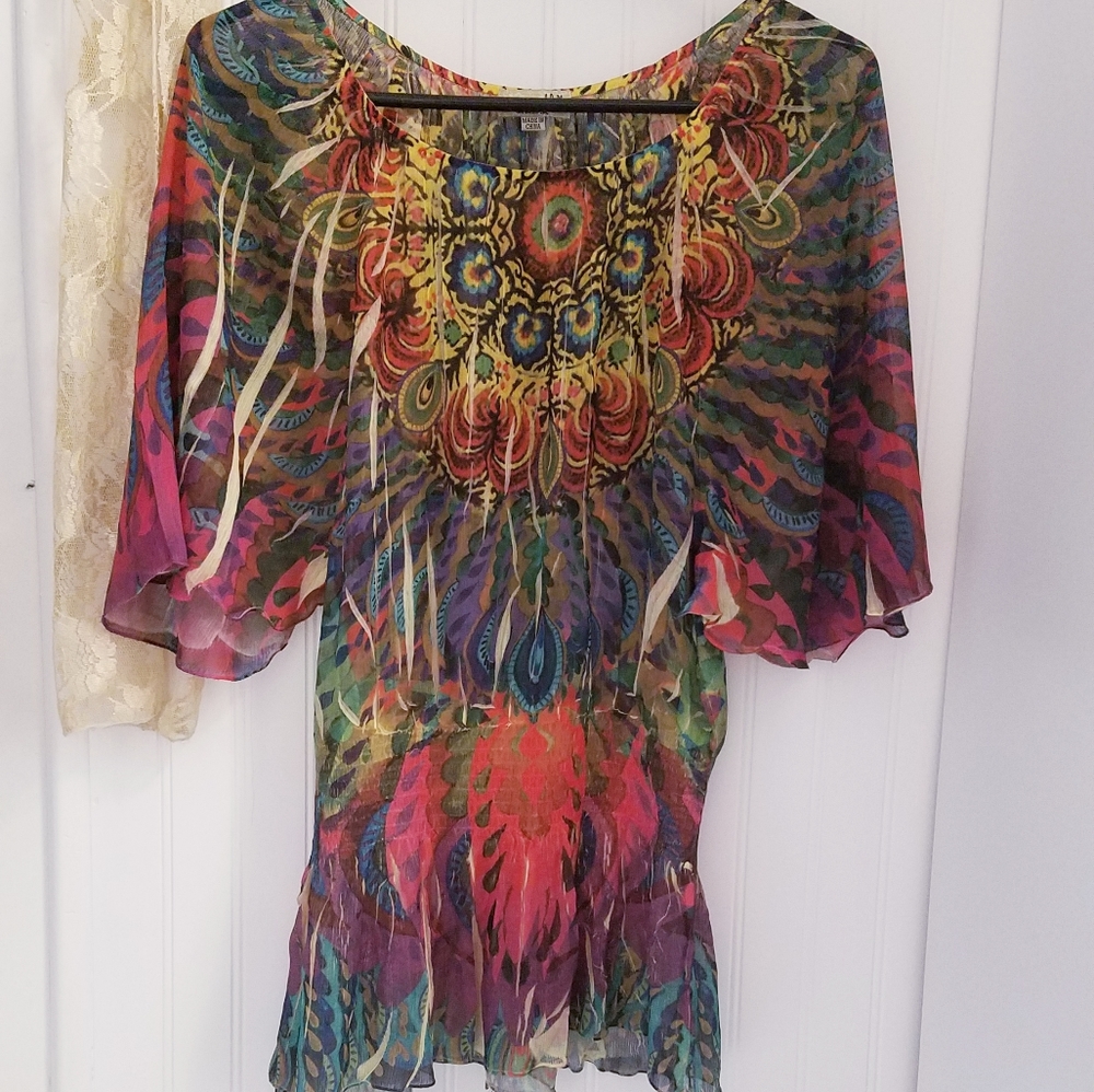 One world sheer blouse